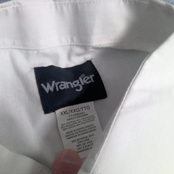 Wrangler Western Pearl Snap Shirt Long Sleeve White Men's 2XL - Picture 4 of 8